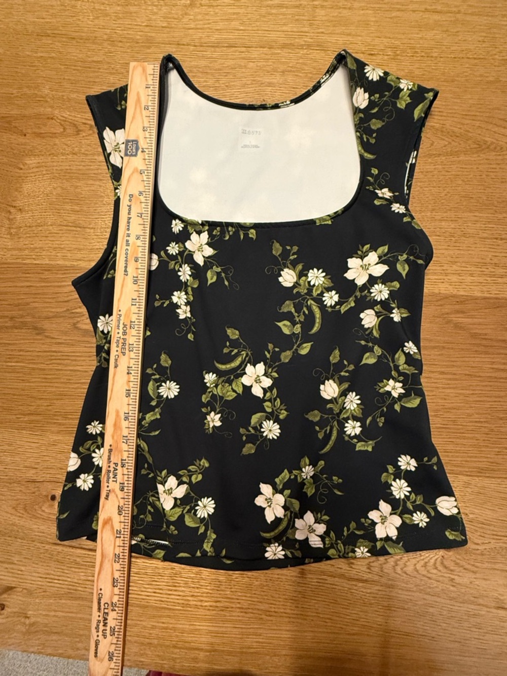 Maeve Anthropology Black Floral Tank Top | Cap Sleeve Cut-In Top | Size Large - Picture 9 of 11
